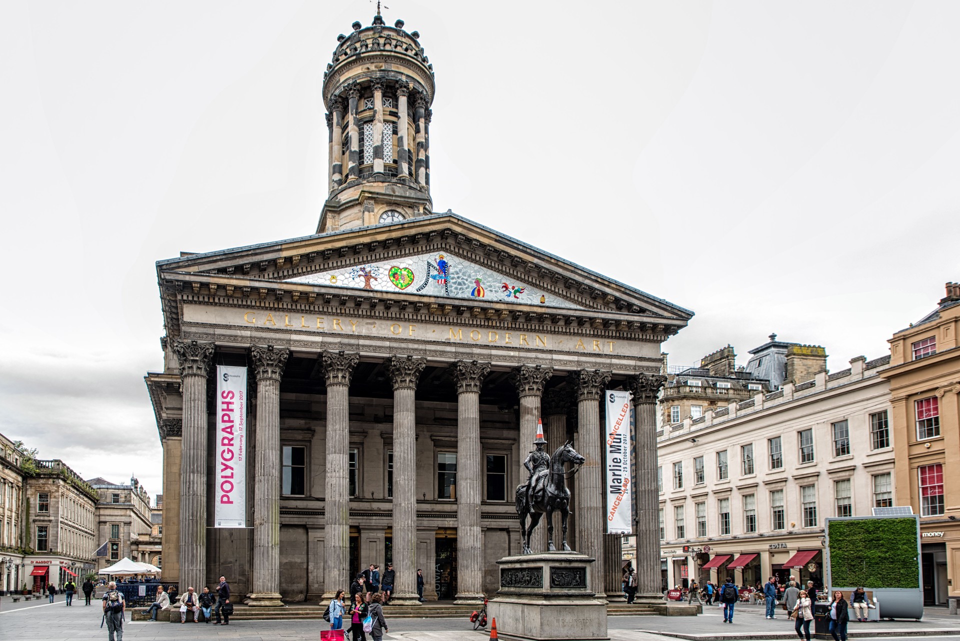 Gallery of Modern Art building detail in downtown Glasgow Scotland, UK